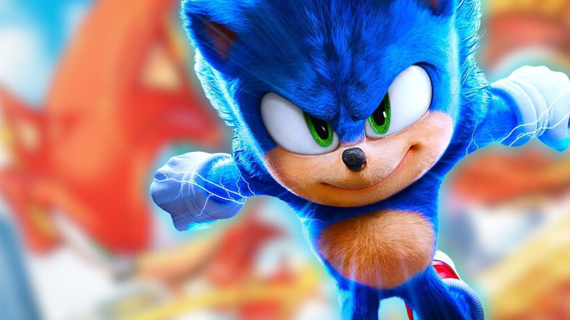 Live action Sonic the Hedgehog with blurred flash version