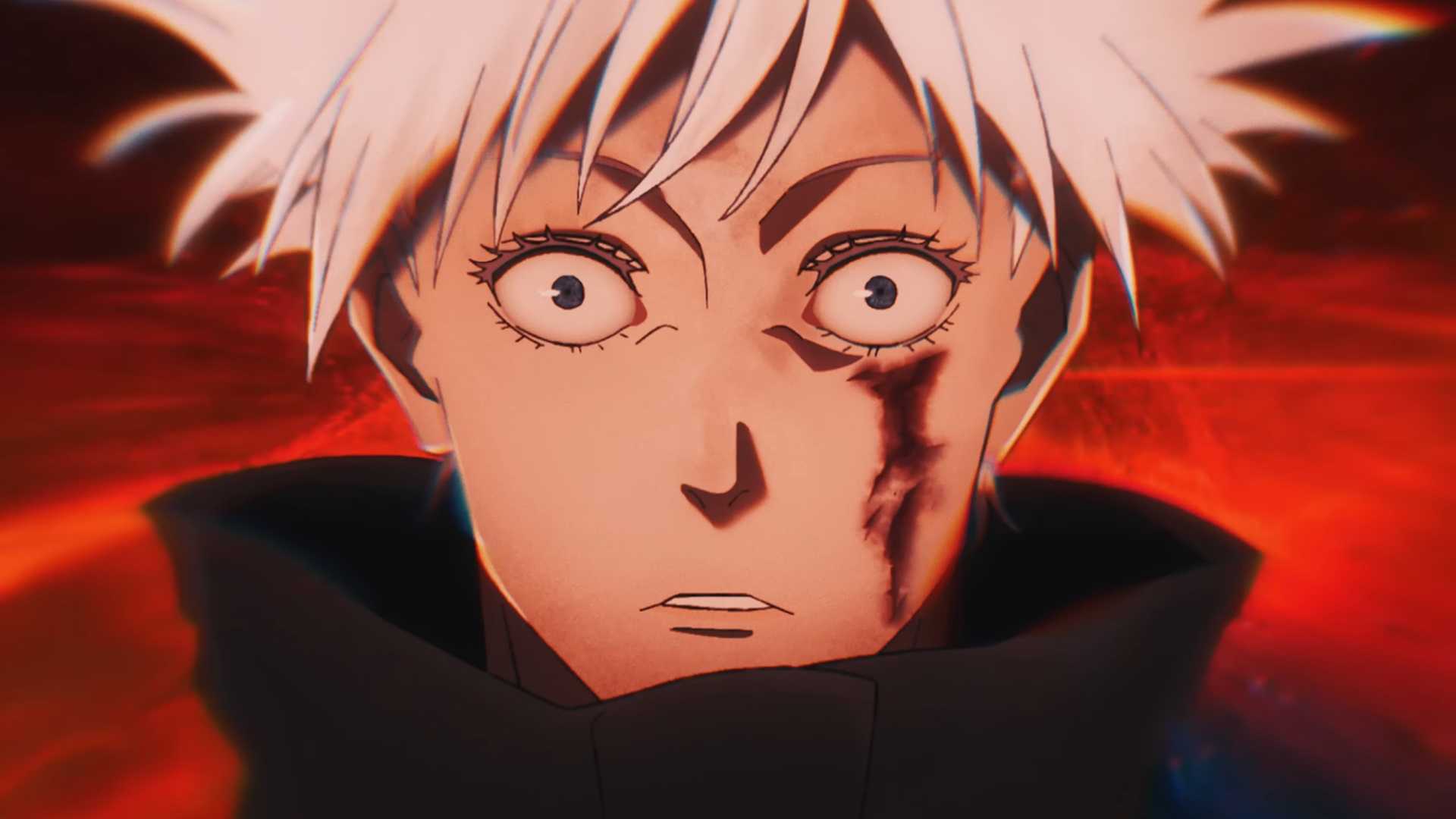 Gojo with a shocked expression