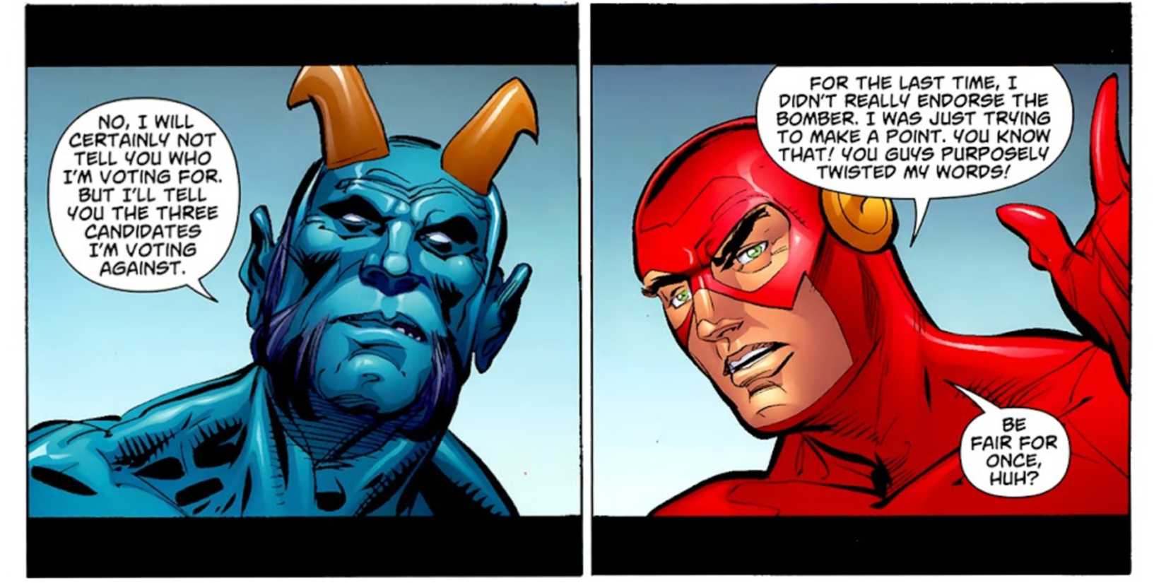 Are Superman, Batman and Wonder Woman Democrat or Republican? DC's Official Answer 8 justice league's blue devil and flash opining on politics