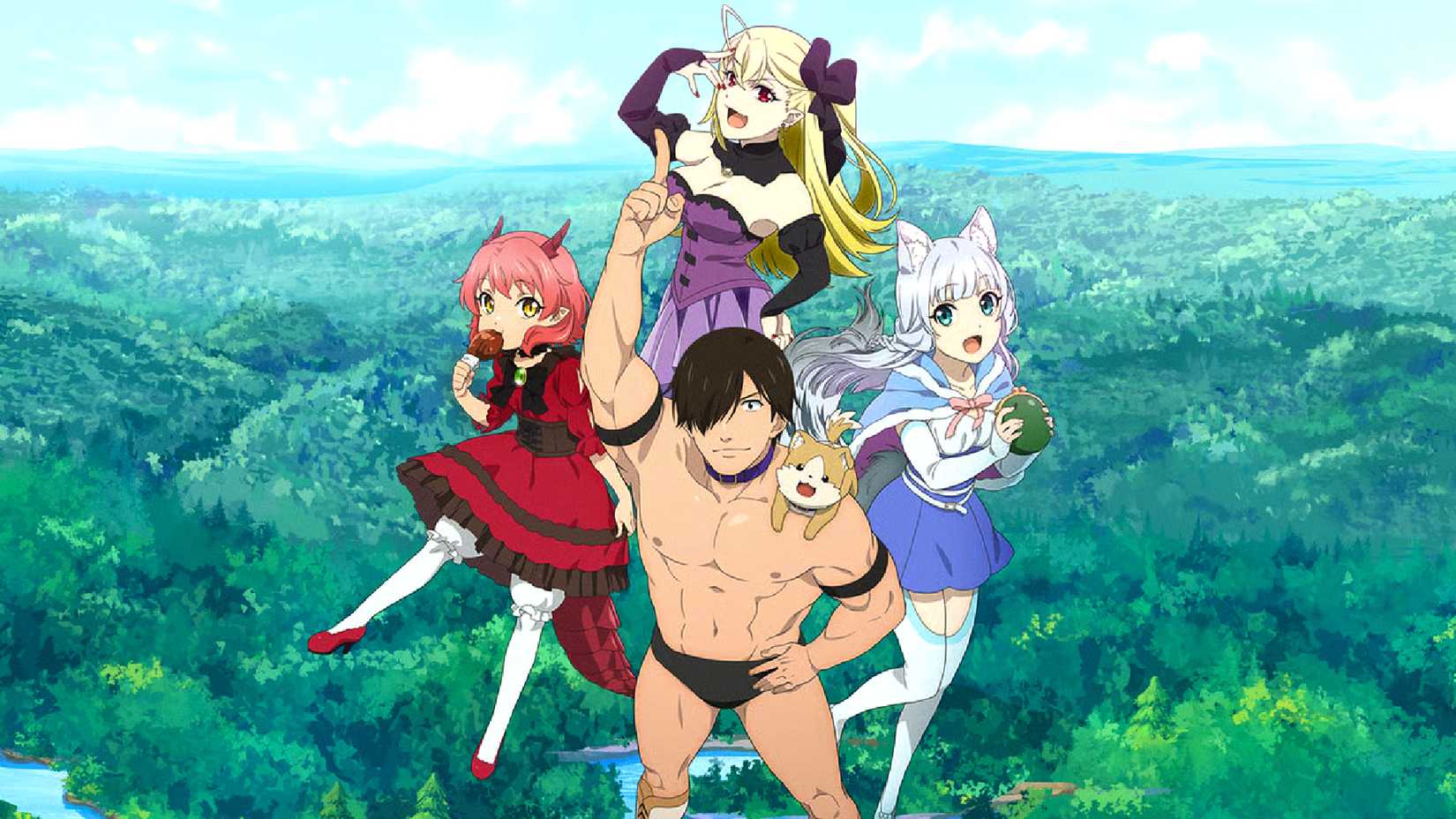 Personagens principais de Kemono Michi Rise Up posando na floresta