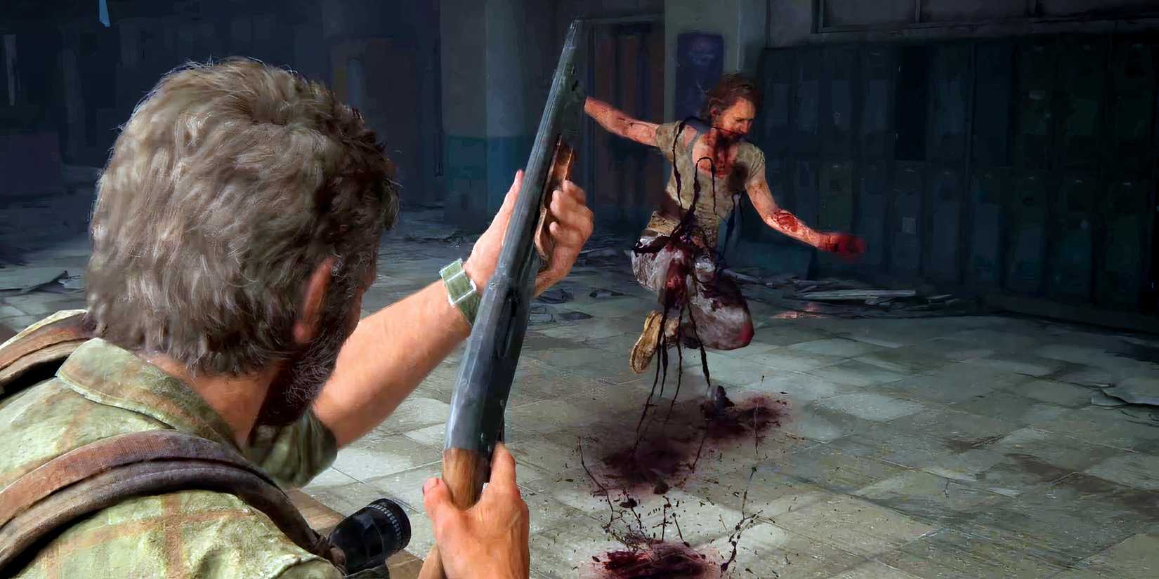 Last of Us Joel Blasting zombie