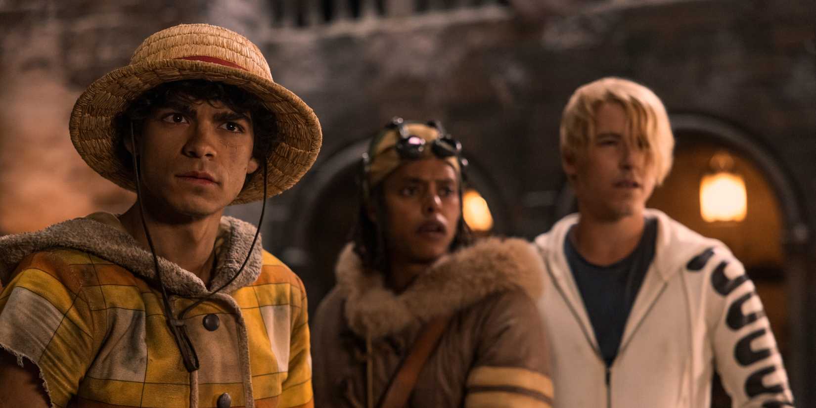 Luffy, Usopp, and Sanji in season 2 of One Piece