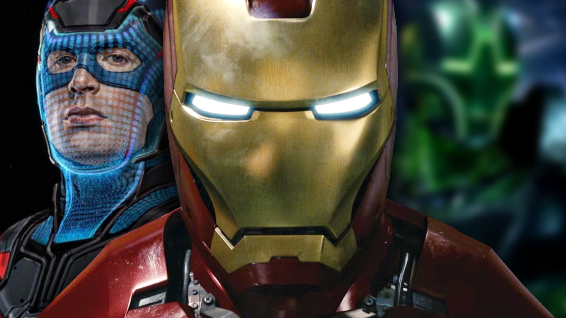 mcu iron man, concept art captain america and blurred super-adaptoid