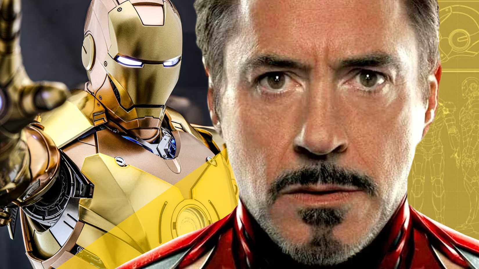 mcu tony stark and gold iron man armor
