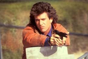Mel Gibson with an empty pistol in Lethal Weapon