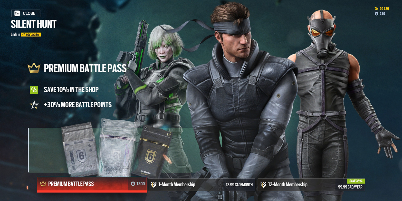 Metal Gear Solid Battlepass cosmetics