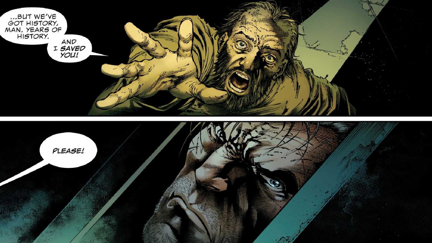 Micro begs Frank Castle for his life in Punisher #1