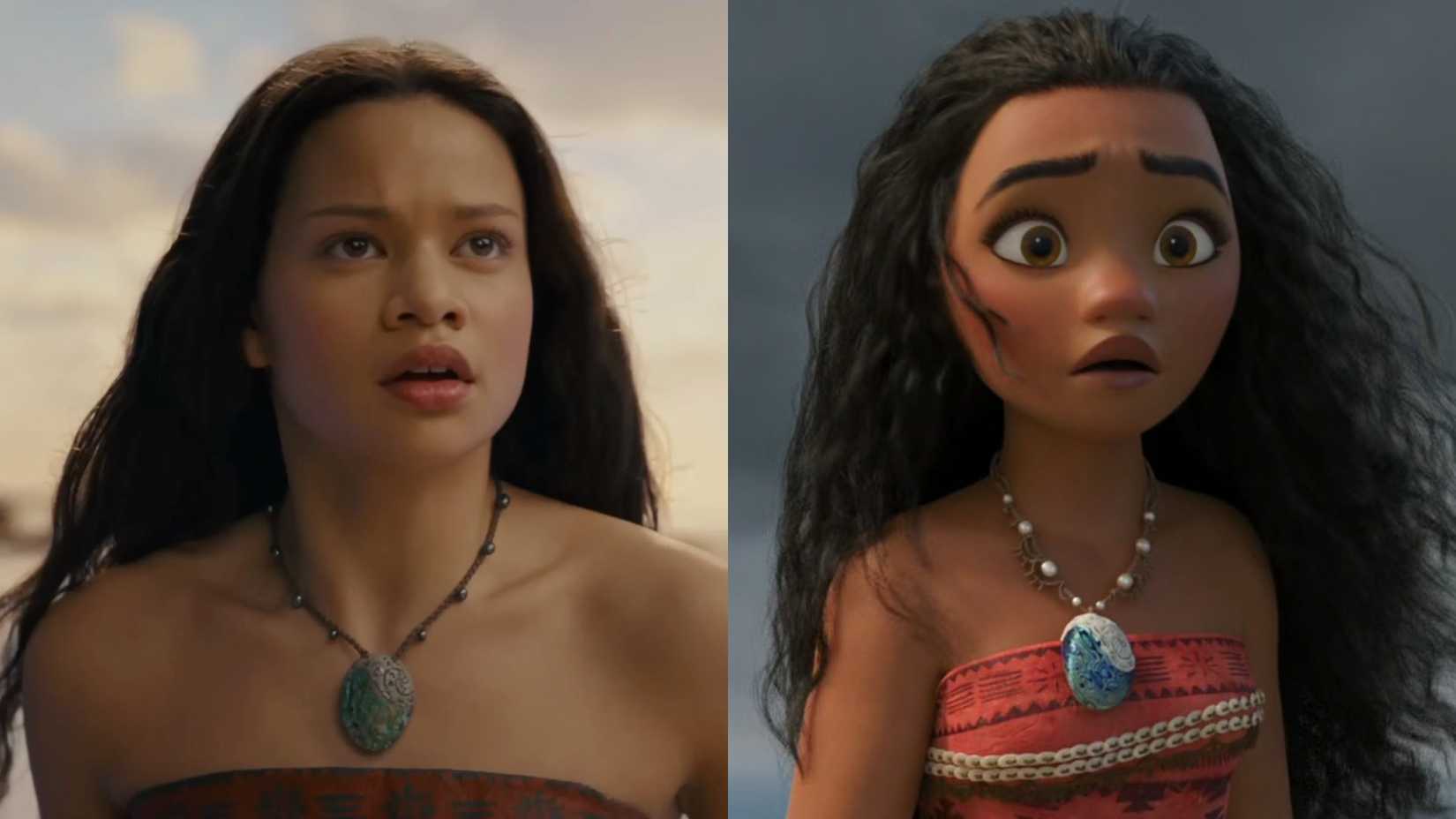 Moana in live-action and animation comparison