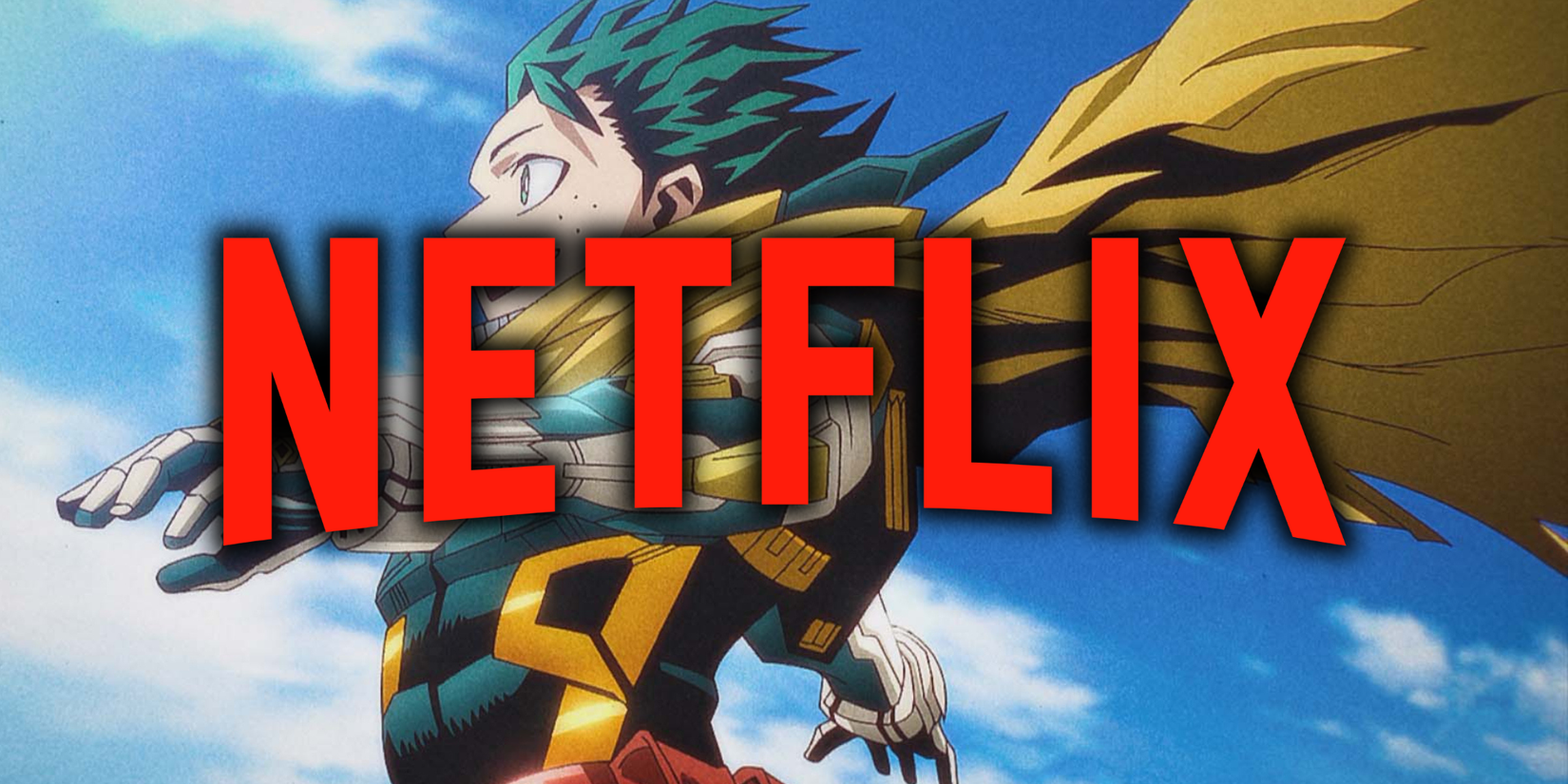 My Hero Academia's Deku with the Netflix logo in front of him - Anime Featured Image