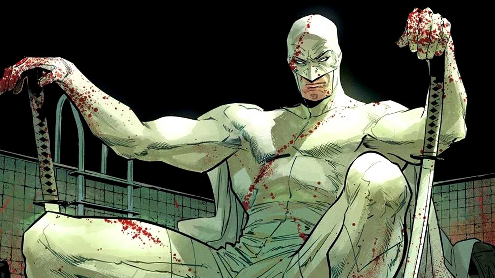 10 Comic Book Characters Who Resemble Batman, Ranked 3 Nemesis sits on corpses holding a sword in Icon Comics