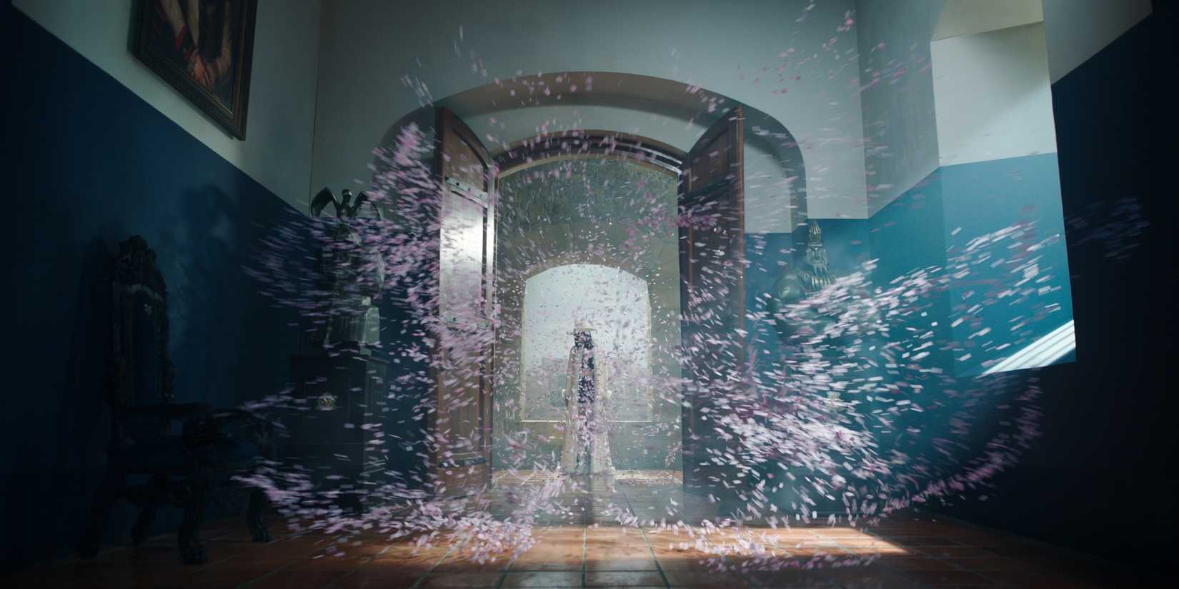 Nico Robin bursting through a door in season 2 of One Piece