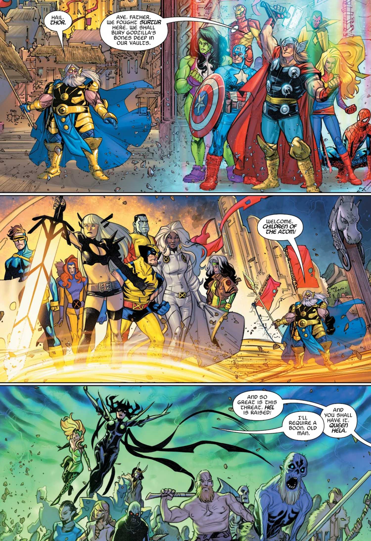 odin assembles avengers and x-men