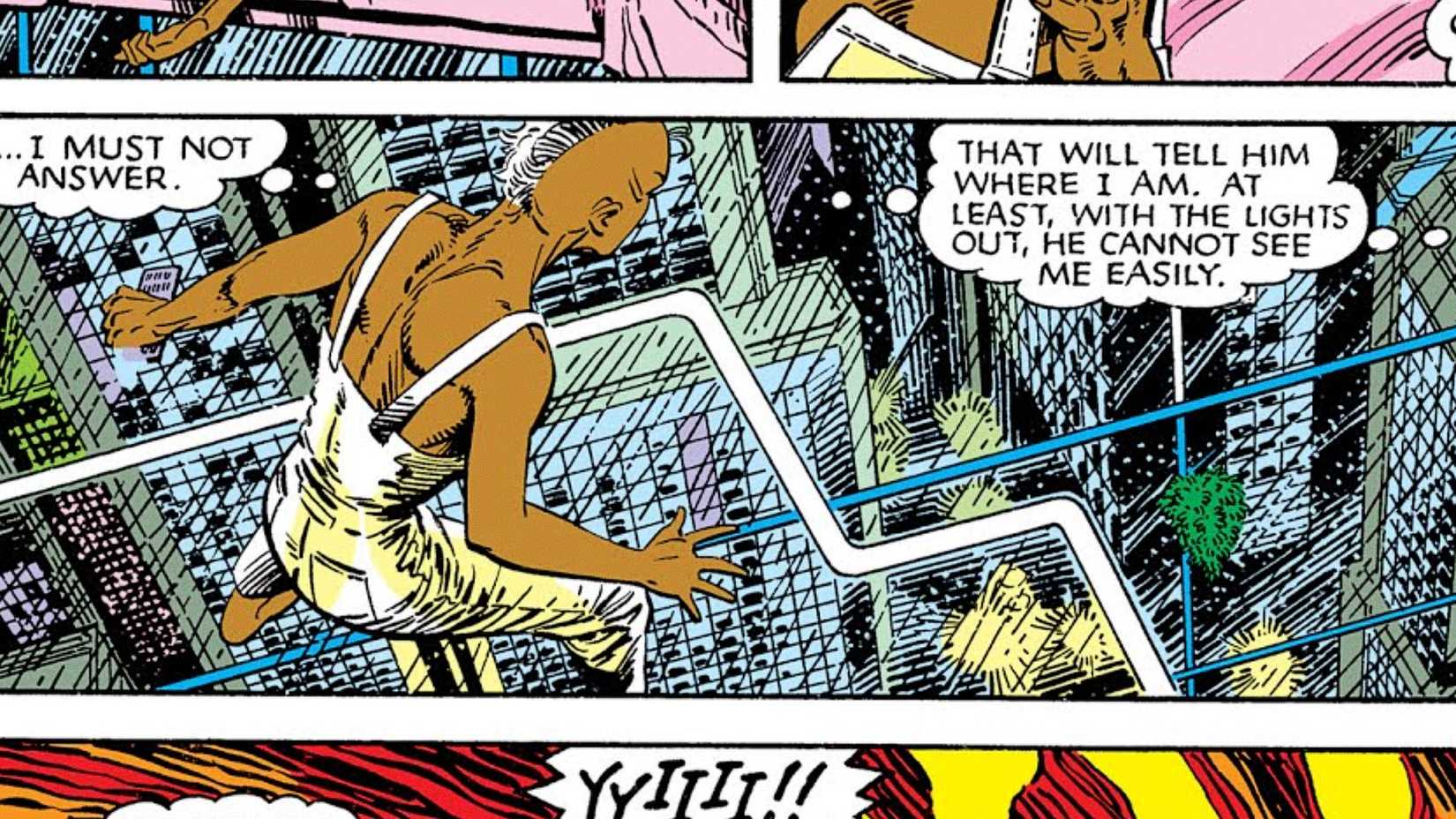 Ororo Munroe sees a Storm from Forge's apartment in Uncanny X-Men Lifedeath I