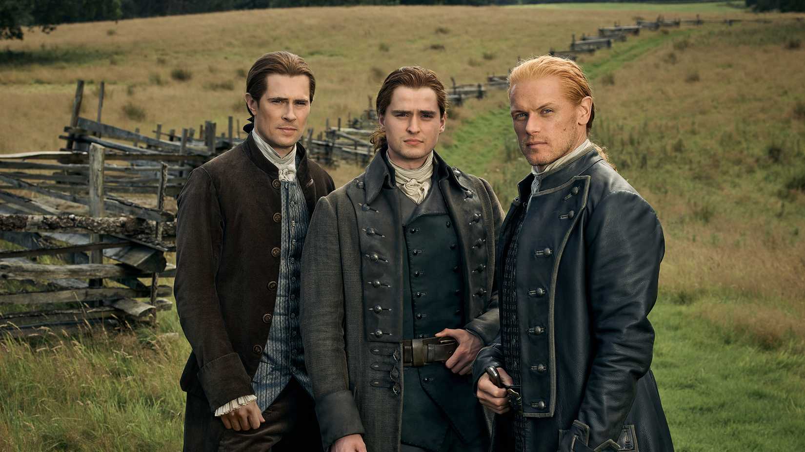 Jamie Fraser, Lord John Grey, and William Ransom in Outlander season 8
