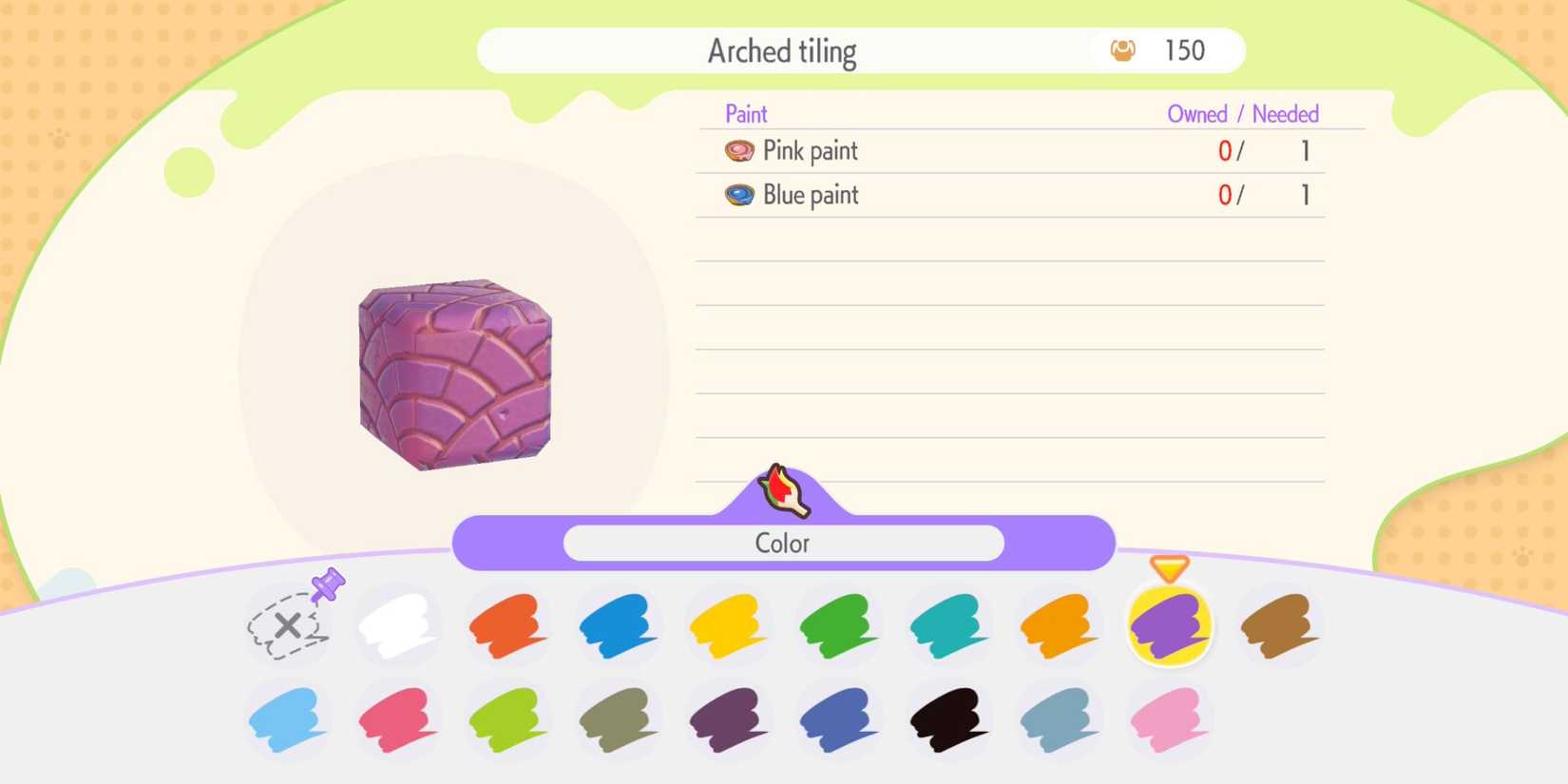 Pokemon Pokopia painting Arched Tiling purple