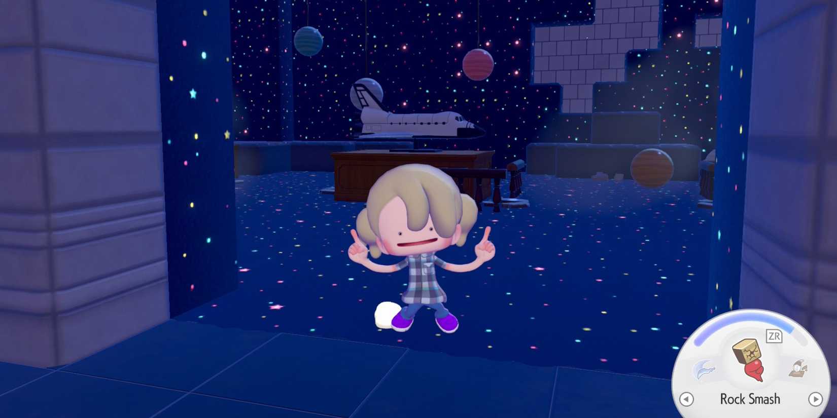 10 Coolest Things To Build 6 Pokemon Pokopia player taking a selfie in front of the space room in the museum