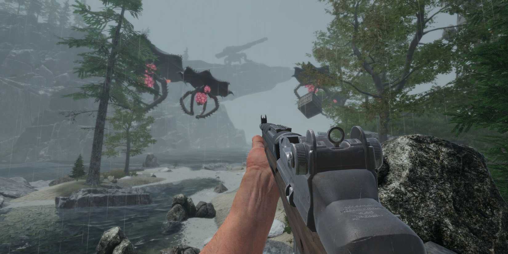 Pointing a rifle in Project Mist