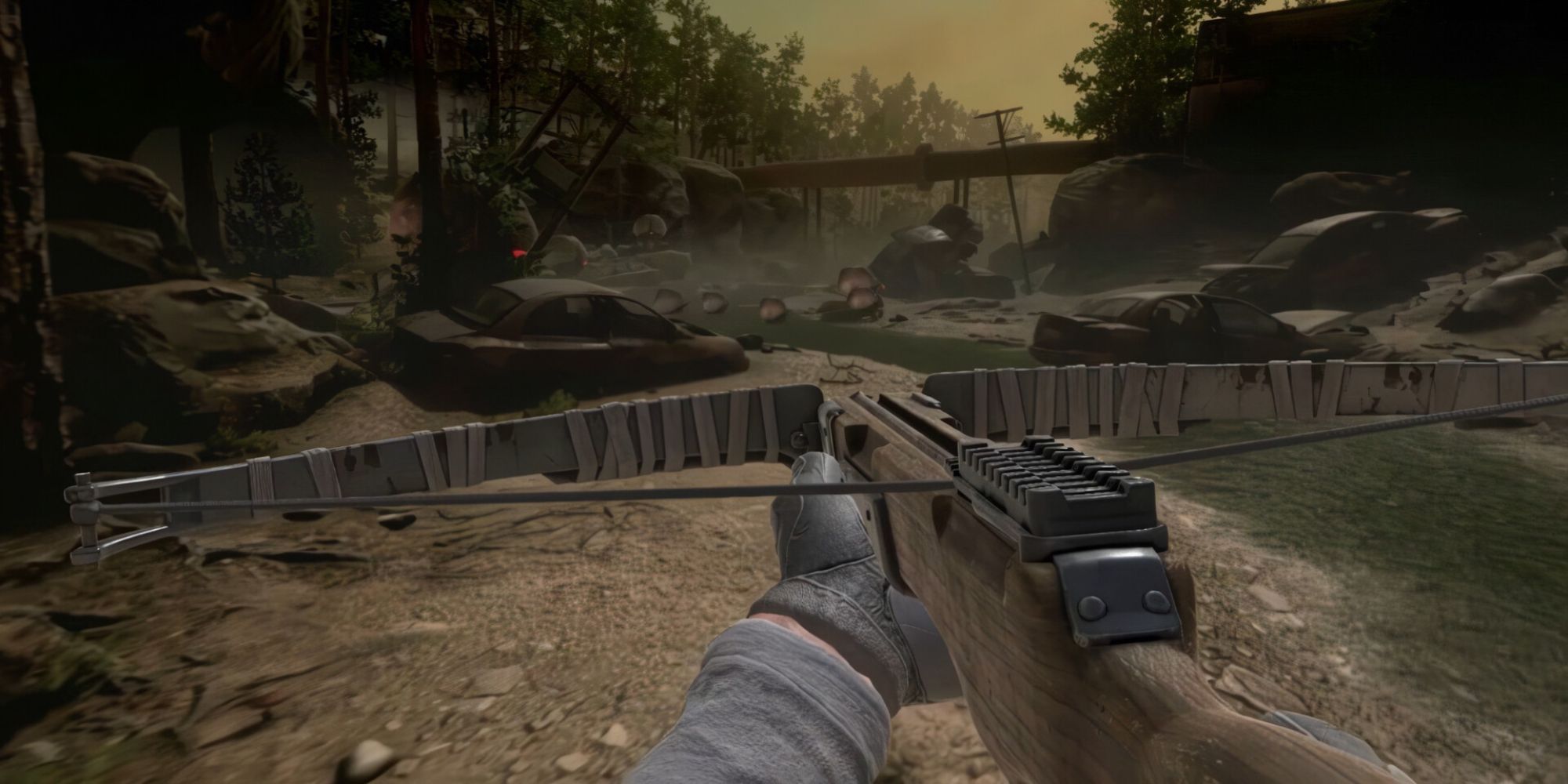 Holding a crossbow in Project Mist