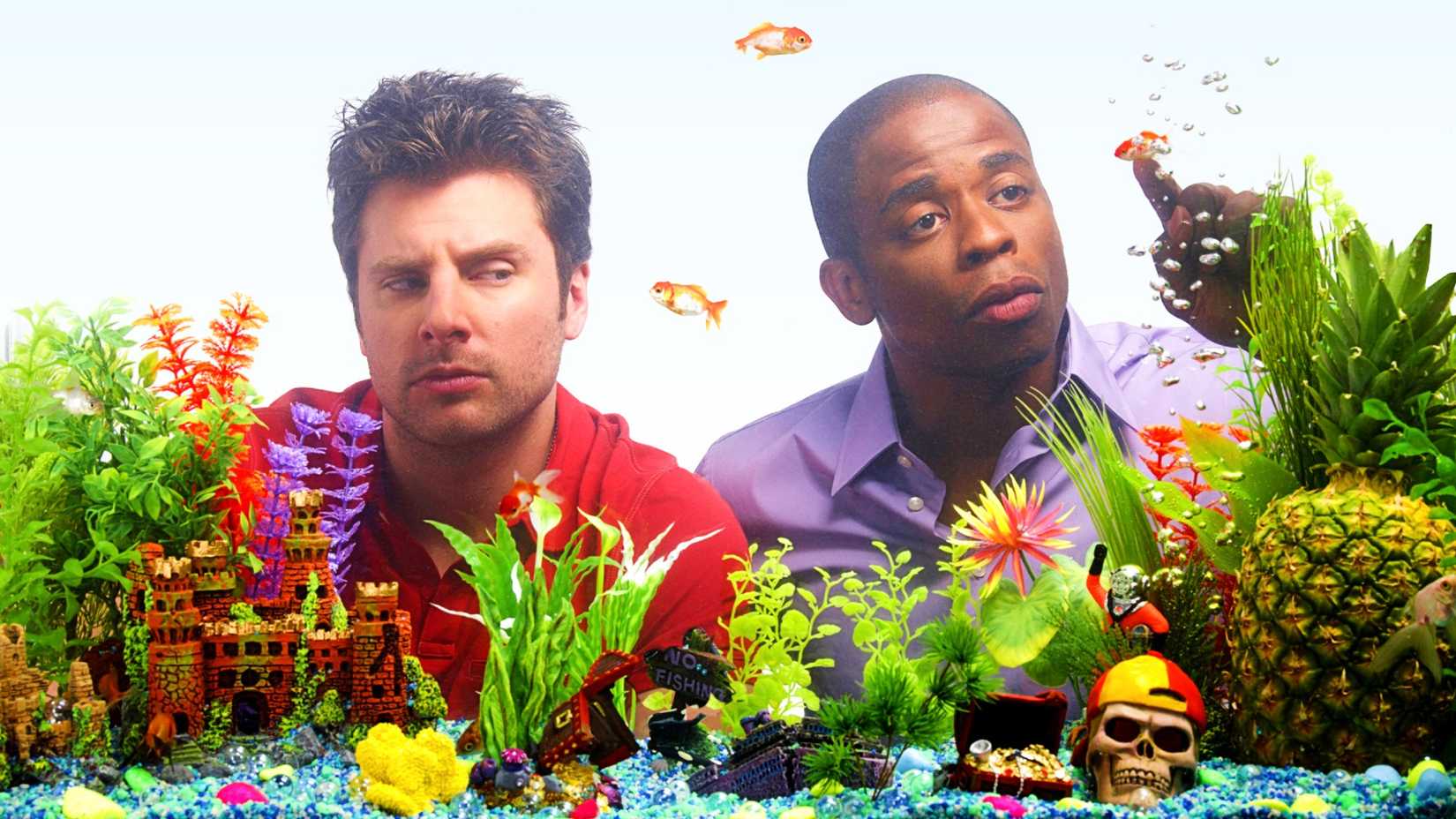 Psych Shawn and Gus look at a fishtank-1