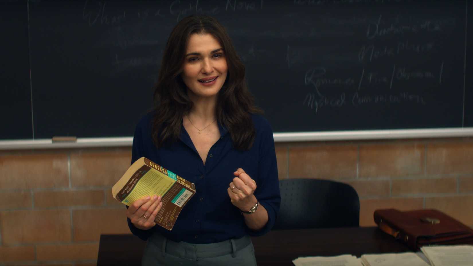 What Happens To M After Her Dangerous Obsession 3 Rachel Weisz in front of a chalkboard in Vladimir