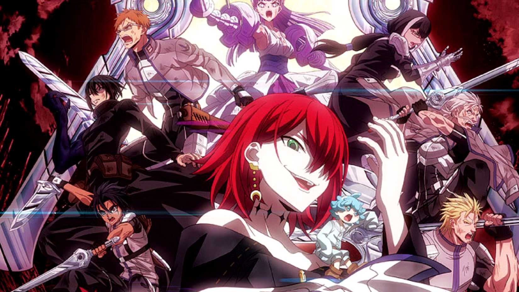 10 Great Isekai Anime Series That Didn't Get The Love They Deserve 1 Ragna Crimson's main characters pose together while fighting