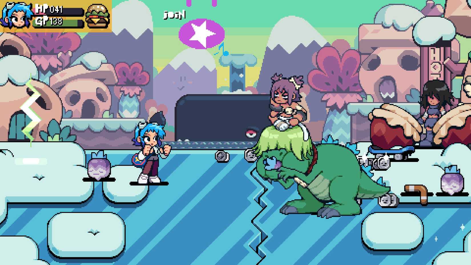 Ramona Preps To Fight A Cavewoman Version of Roxie Atop a Dinosaur in Scott Pilgrim EX