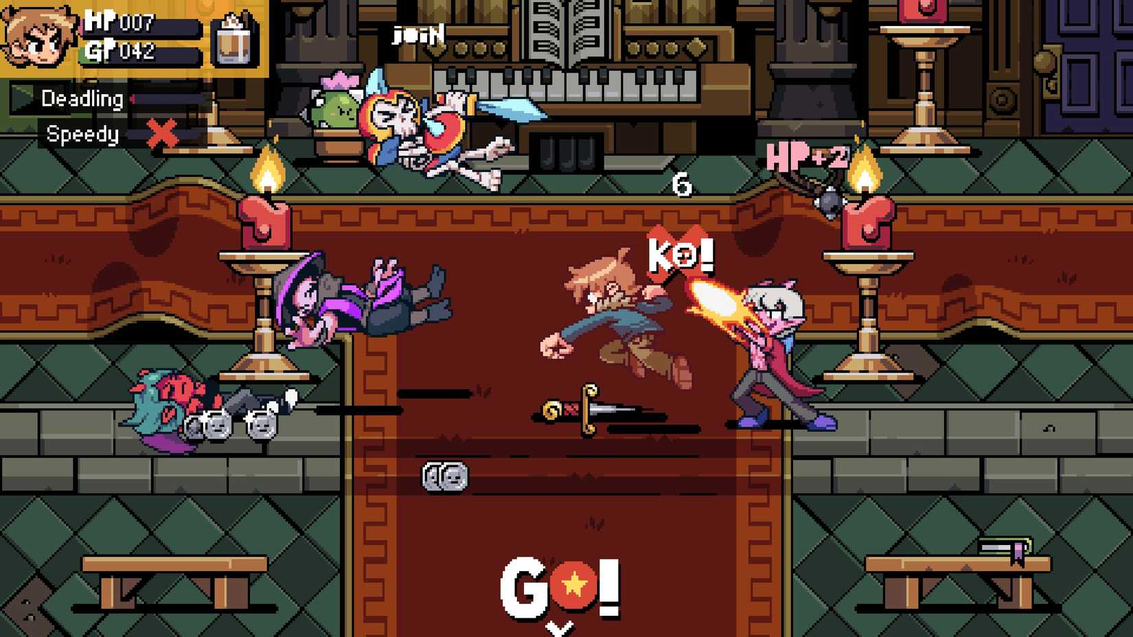 Scott Fights some Demon gang members in Scott Pilgrim EX