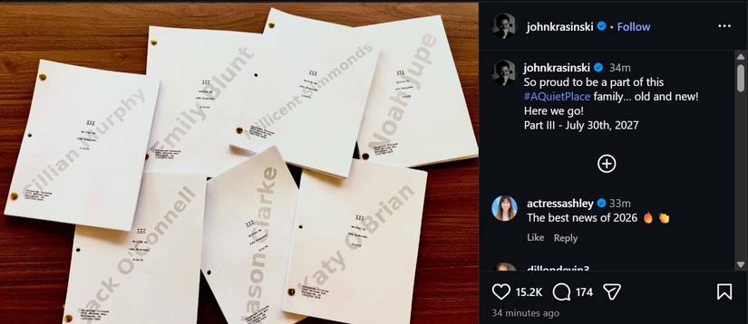 John Krasinski anuncia novas adições ao elenco de Um Lugar Silencioso 3