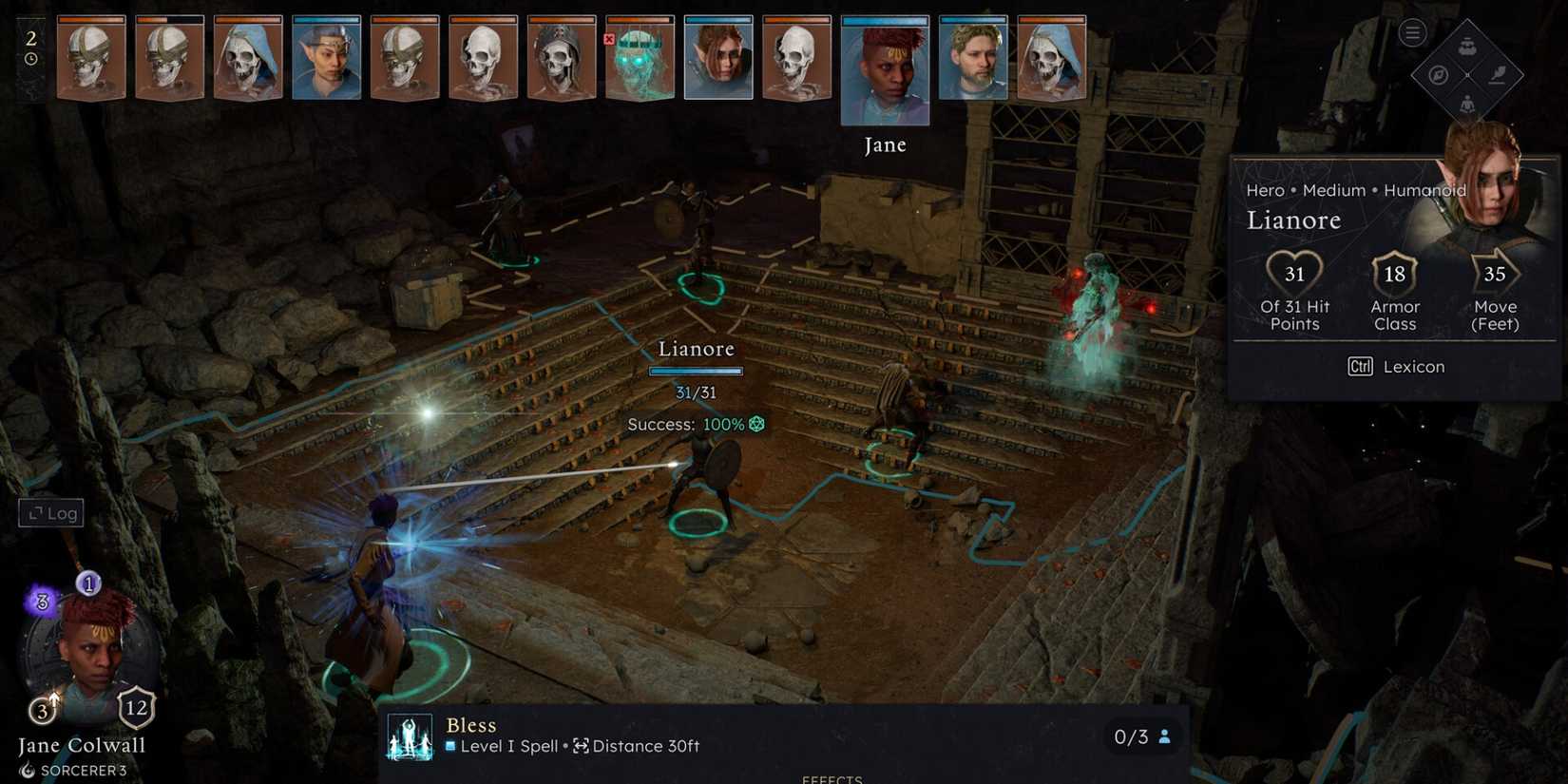 The party faces several undead skeletons in Solasta 2.