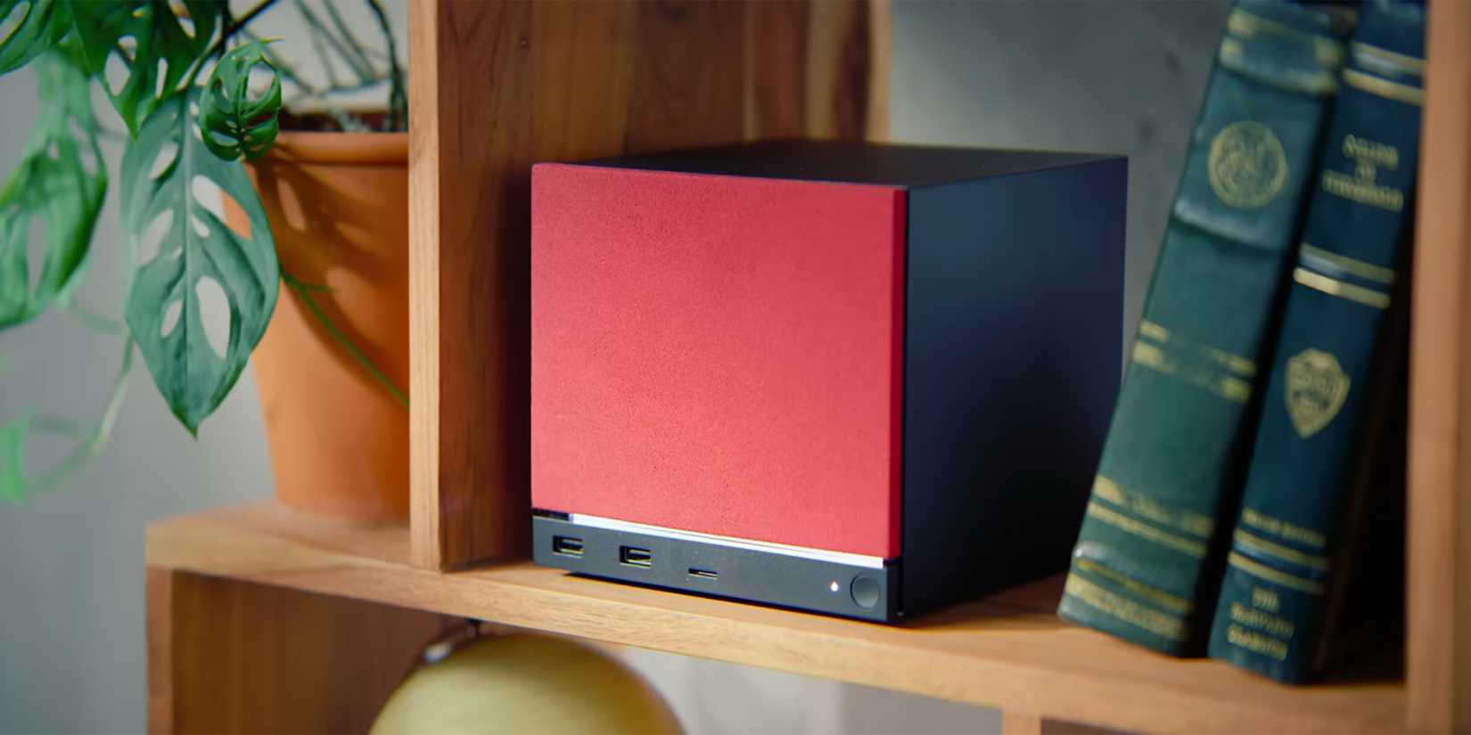 Steam Machine sitting on a bookshelf
