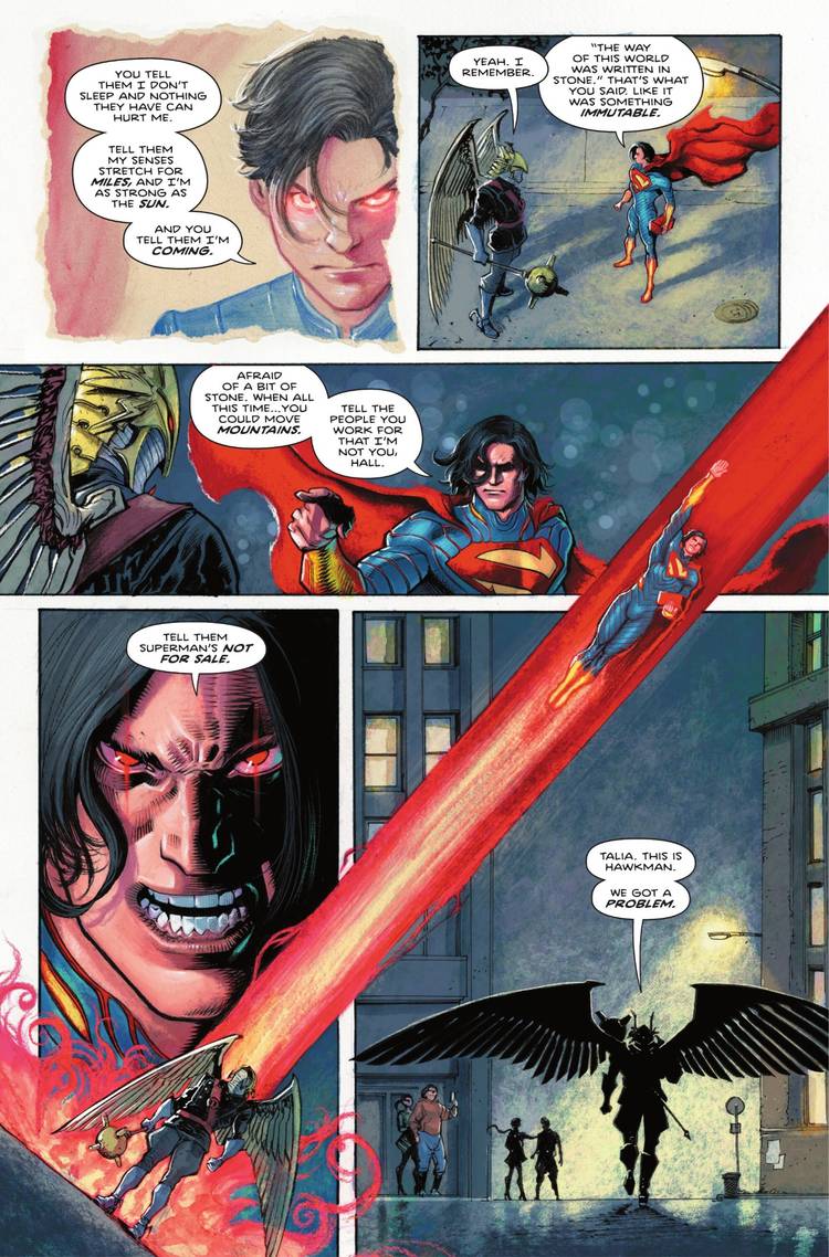 Superman Warns Hawkeye in Absolute Superman #17