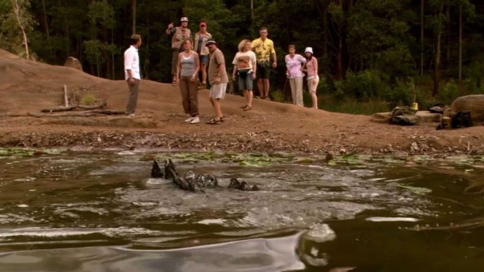 Sobreviventes na ilha de lama avistam um crocodilo massivo no rio em Rogue
