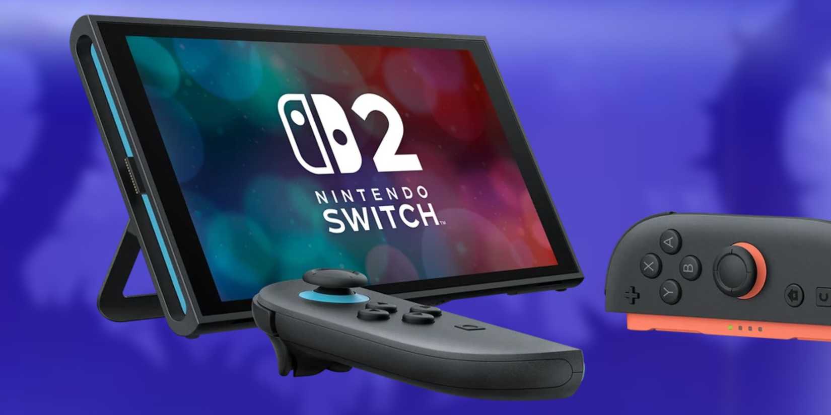 Switch 2 with blurred dreamlight valley image behind it 2