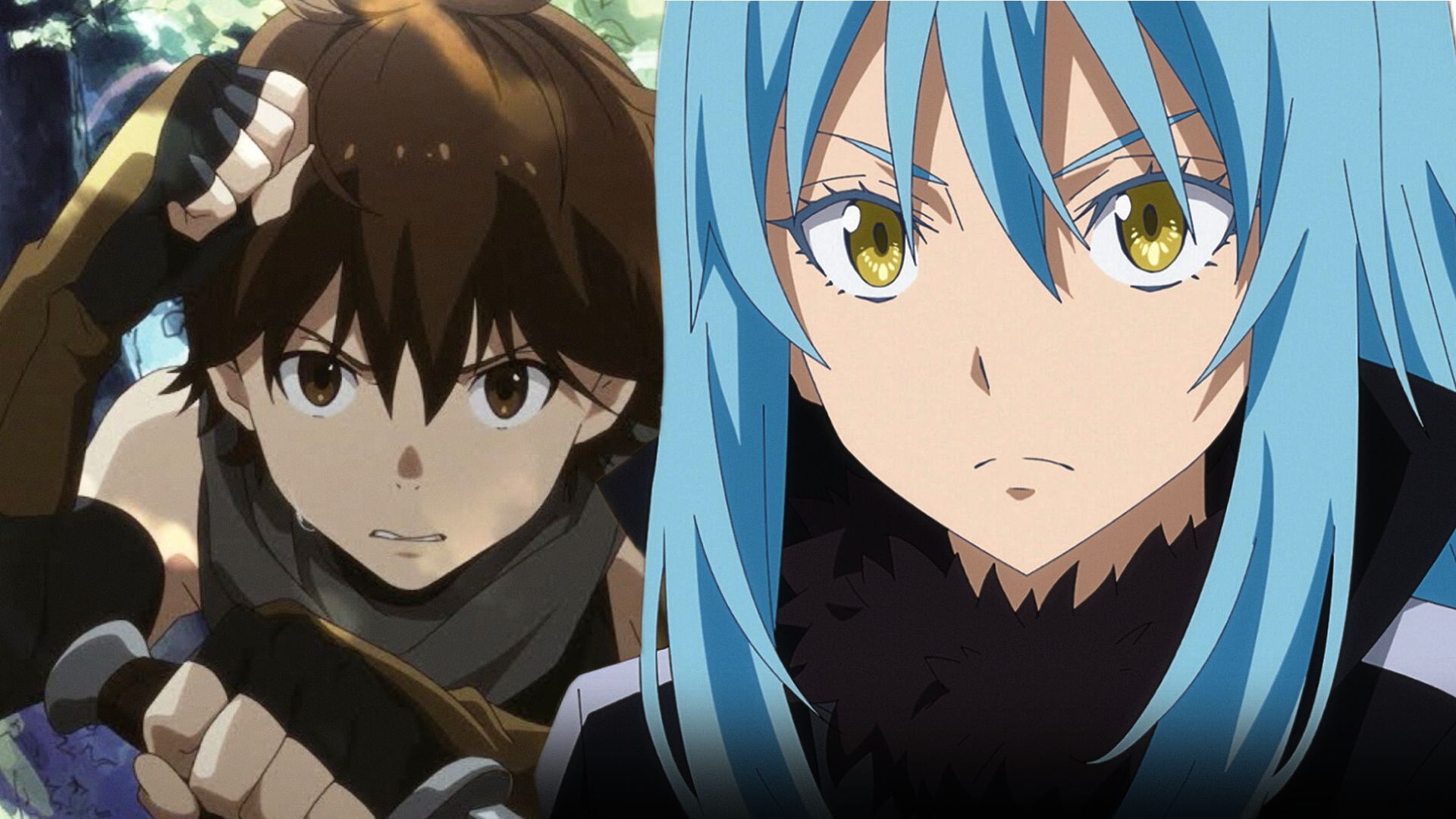 That Time I Got Reincarnated as a Slime's Rimuru Tempest and Grimgar's Haruhiro stand side by side