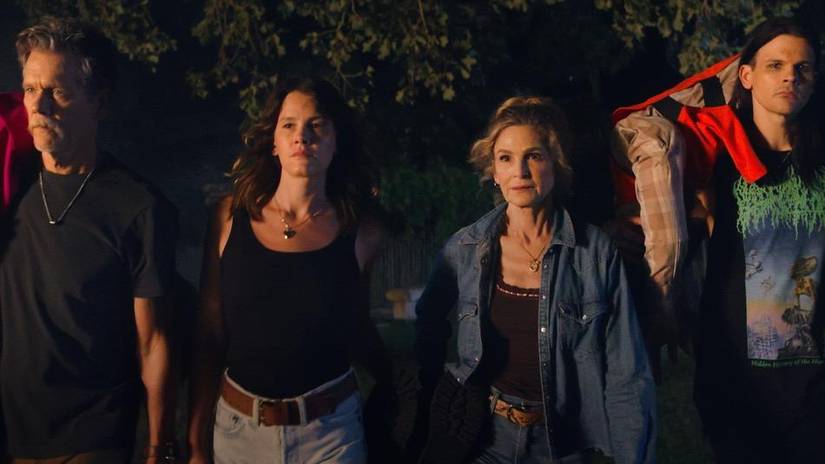 The Bacon family all in a line in Family Movie