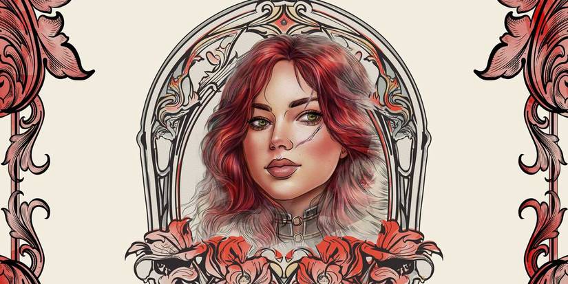 Capa do livro de colorir From Blood and Ash com Poppy cercada por flores vermelhas e folhas