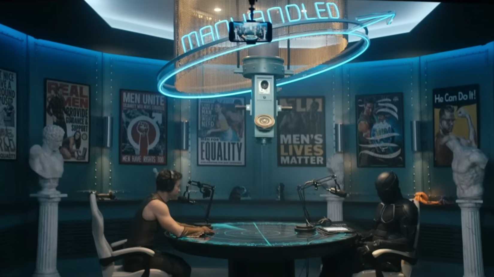 The Deep and Black Noir filming a podcast in The Boys season 5