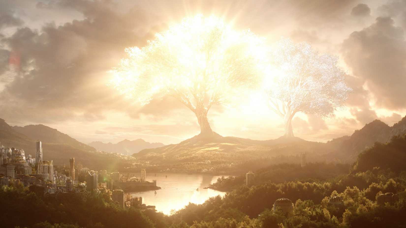 The Two Trees of Valinor glowing in The Rings of Power.