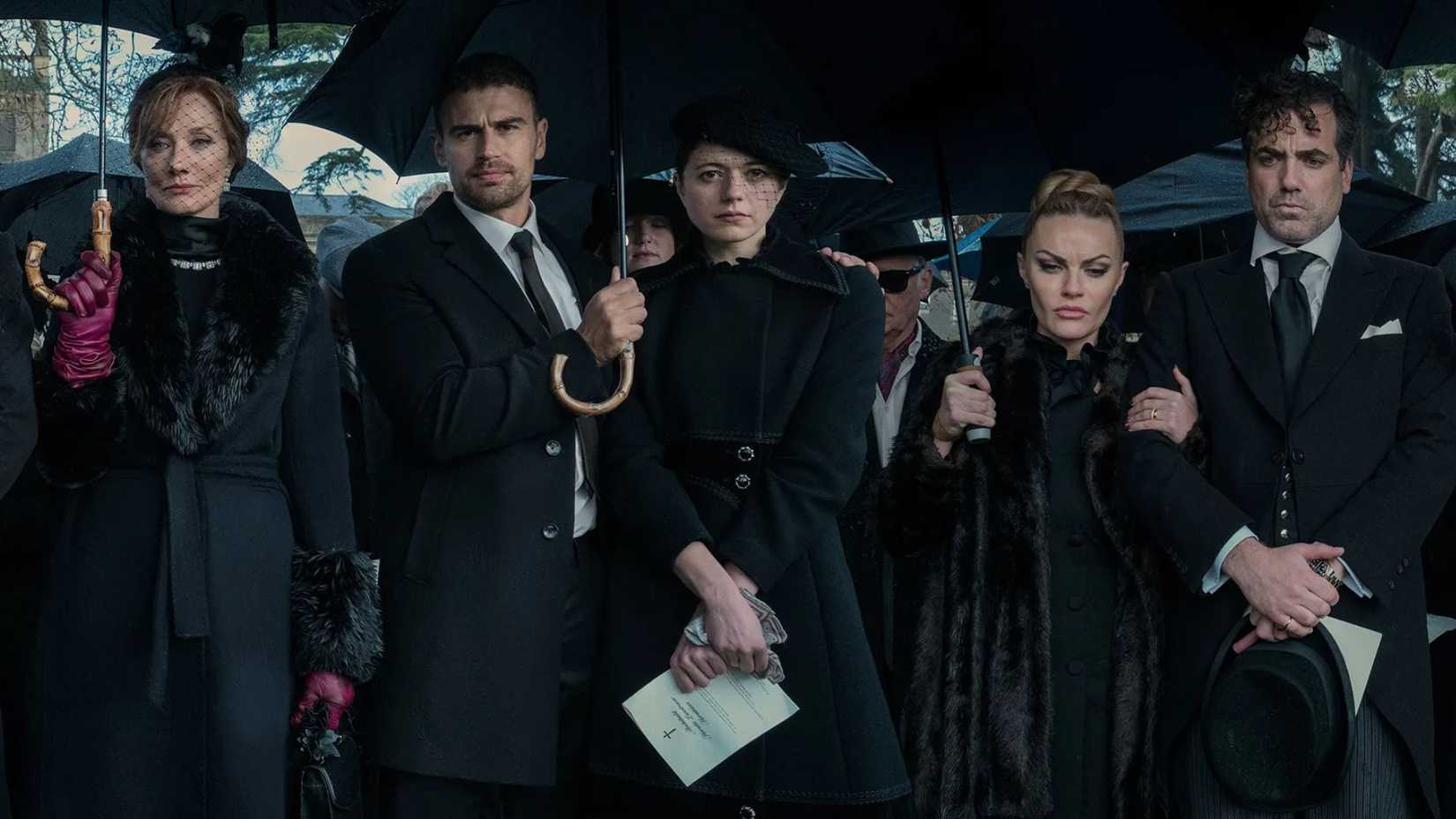 Guy Ritchie’s 8-Part Netflix Series Is A Must-Watch For Crime Drama Fans 1 Characters in The Gentlemen at a funeral