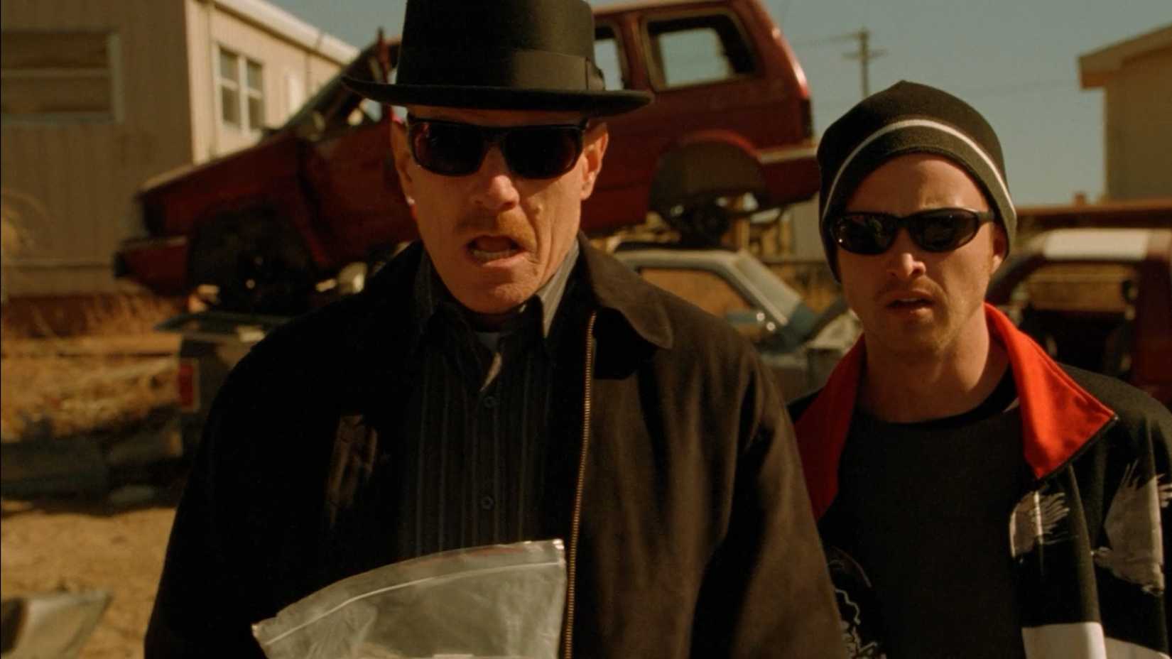 Walt and Jesse looking shocked in Breaking Bad