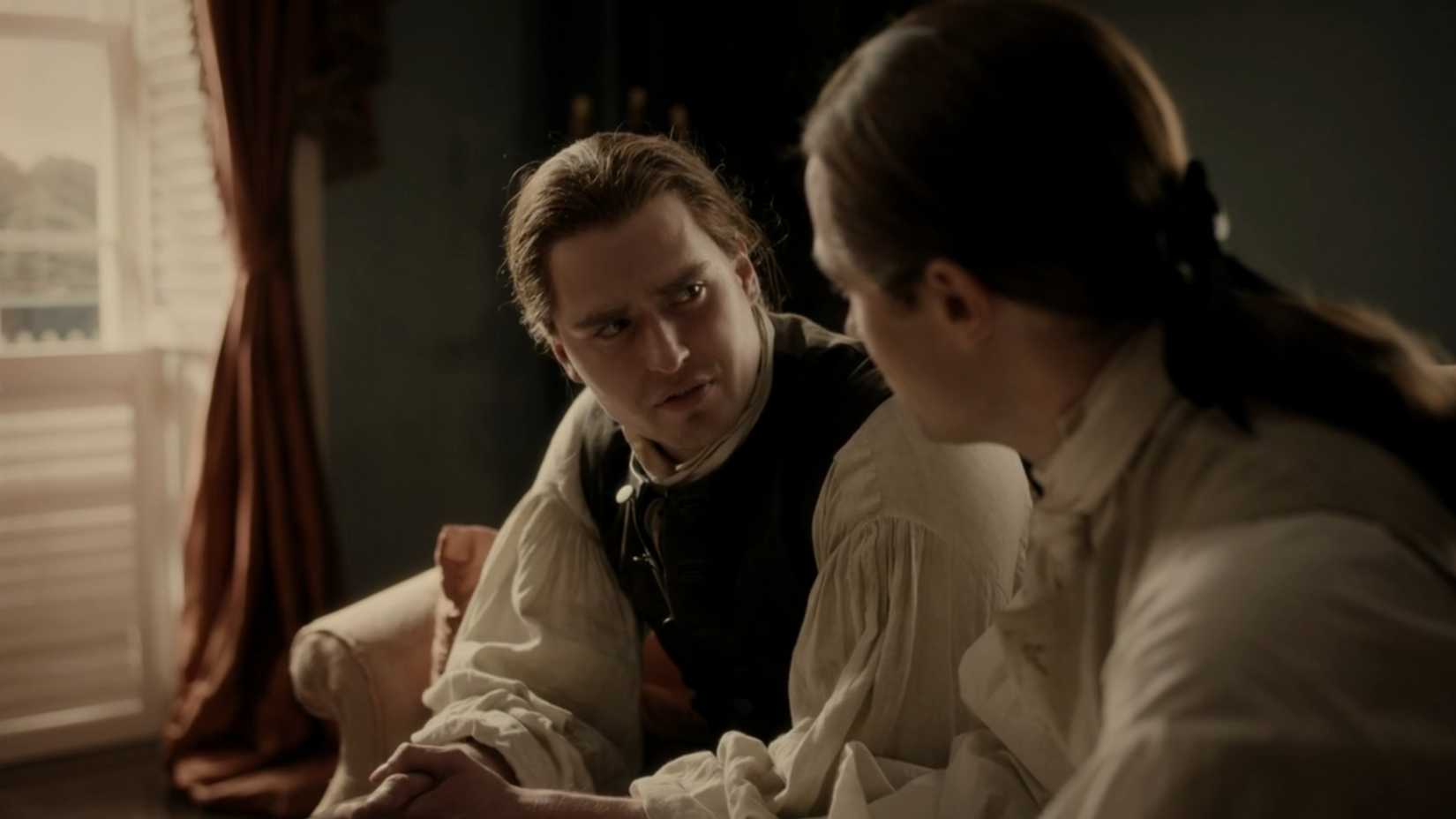 William conversando com John Grey na temporada 8 de Outlander