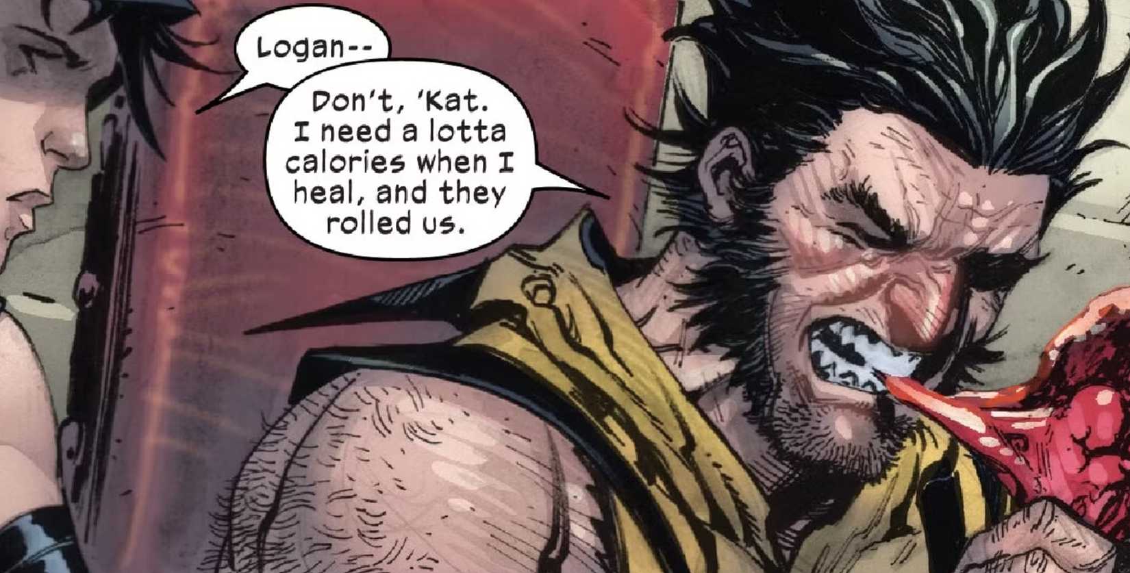 wolverine eating to replenish his healing factor