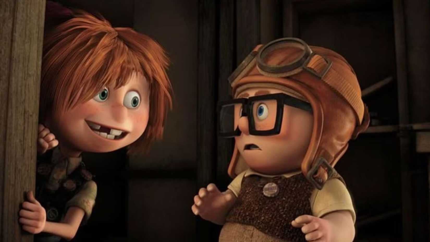 Young Ellie greets Young Carl in Up