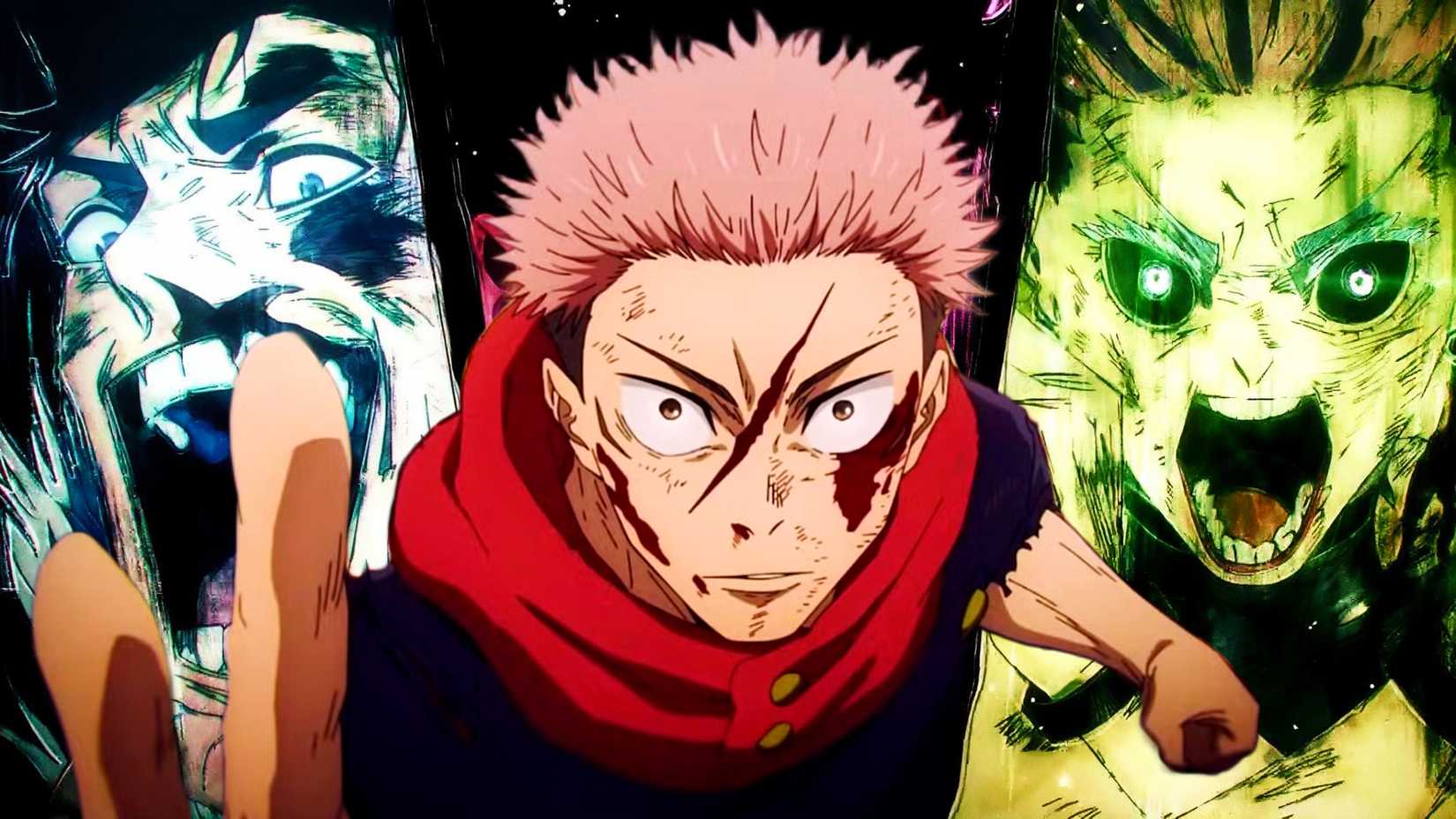 Yuji with Ishigori and Uro in the background as seen in season 3 of jujutsu kaisen