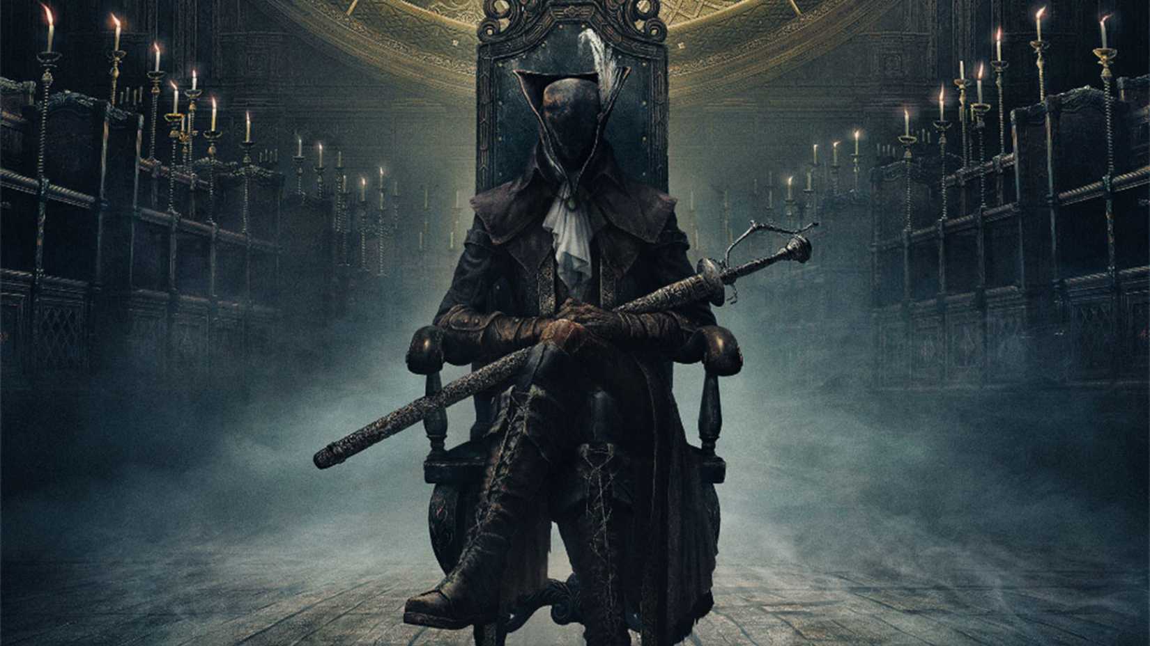 Makhluk duduk di kursi di Bloodborne