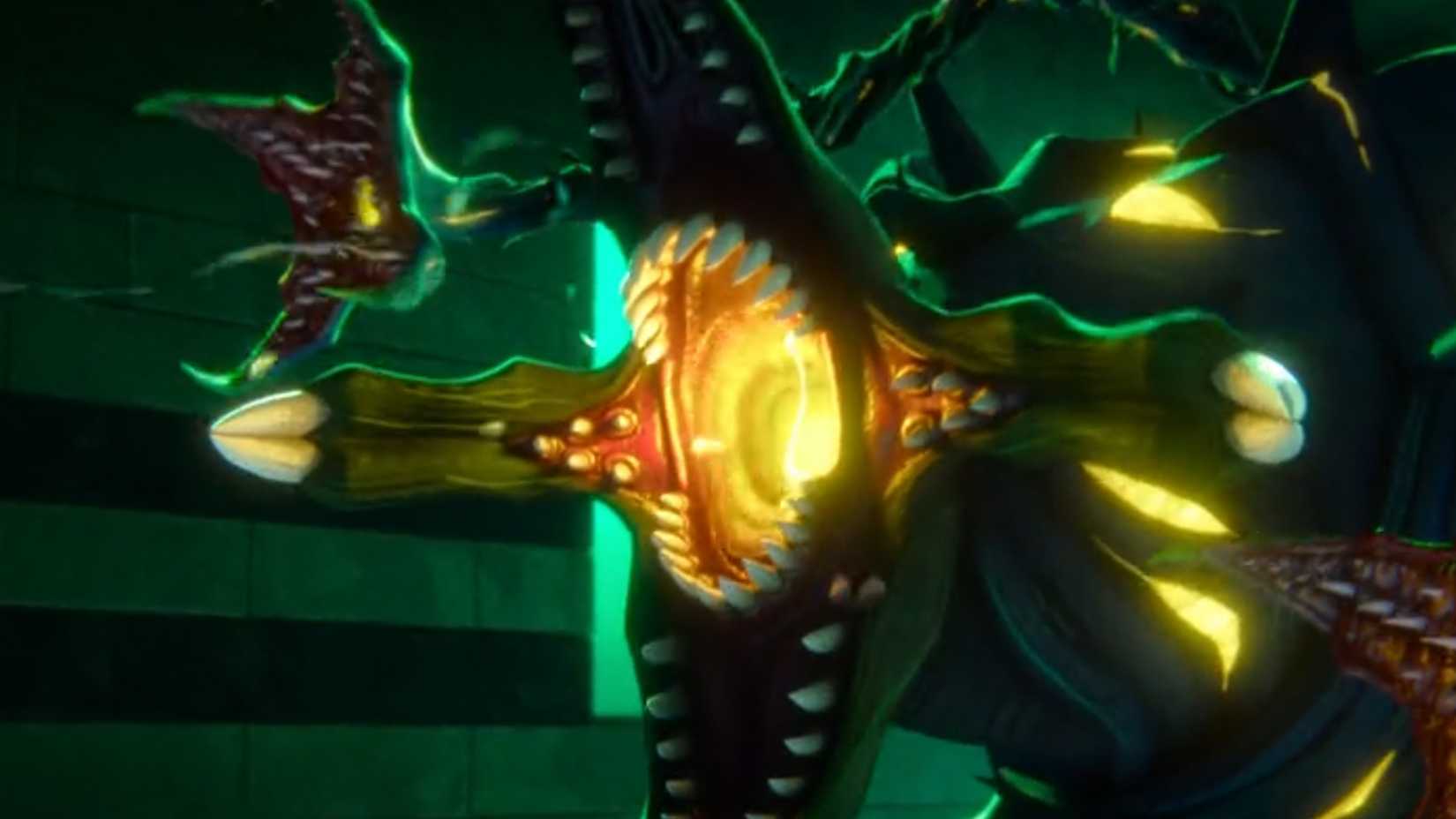 Um monstro rugindo em Stranger Things Tales from 85