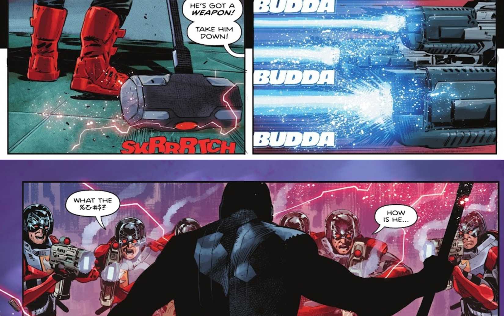 absolute steel with a hammer in absolute superman