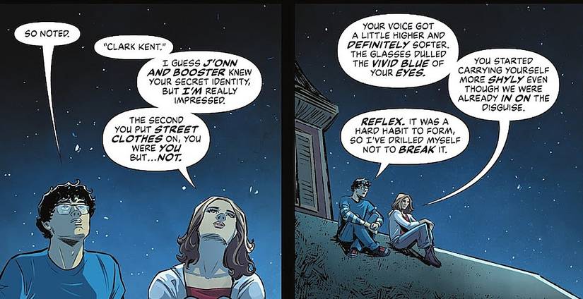 Action Comics #1097, Clark Kent and Mary Marvel talk while looking at the stars