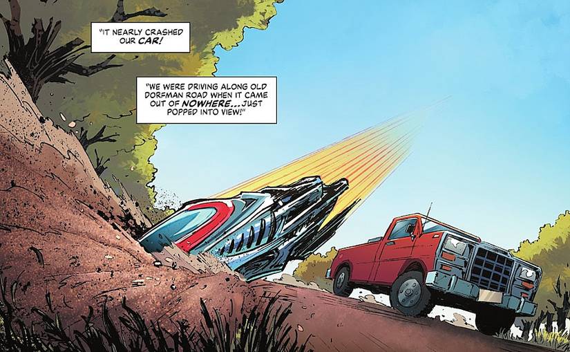 Action Comics #1097, Superman's ship crashes on the side of the road as the Kents are driving