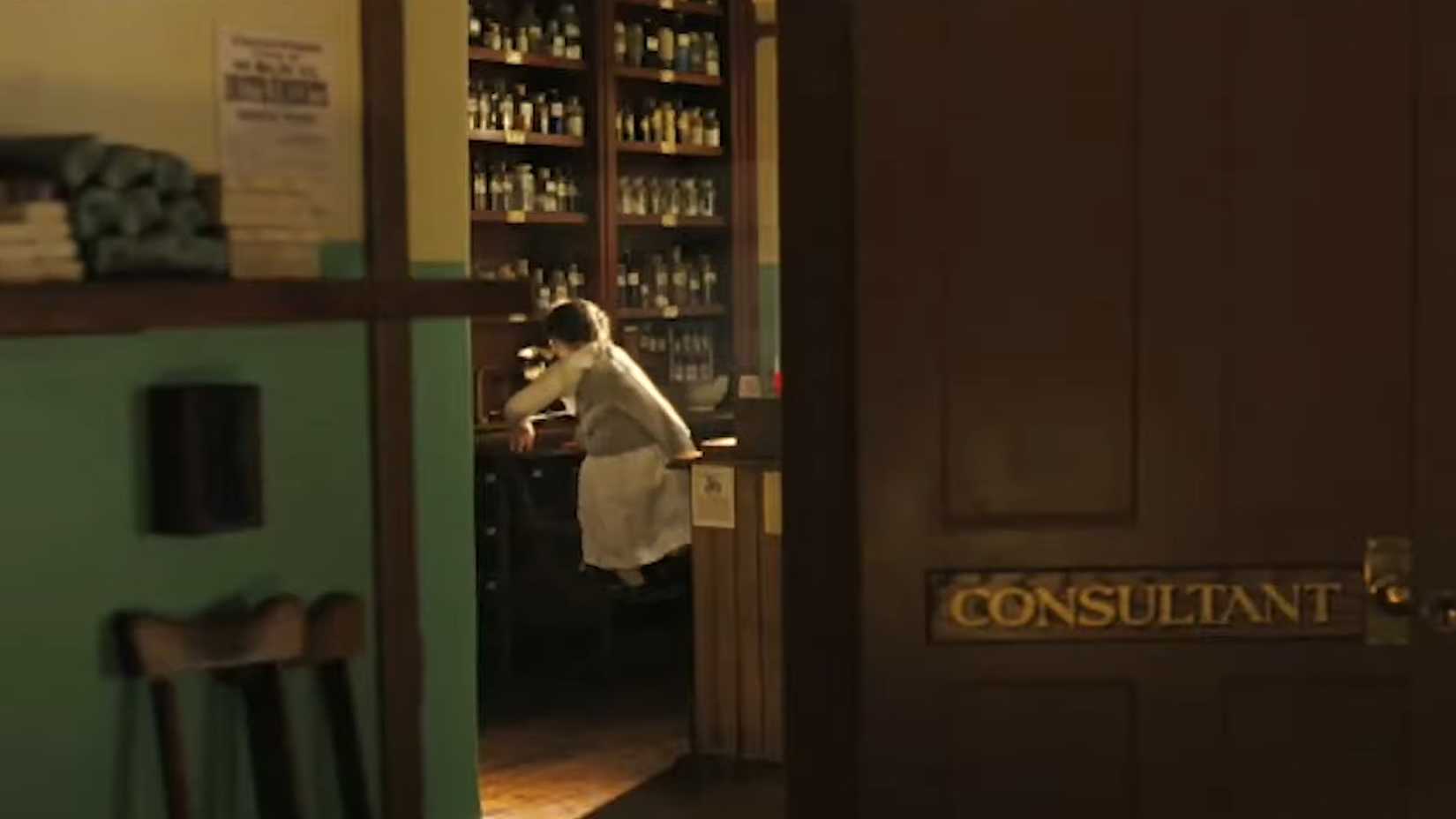 alexandria climbing a medicine cabinet in the fall